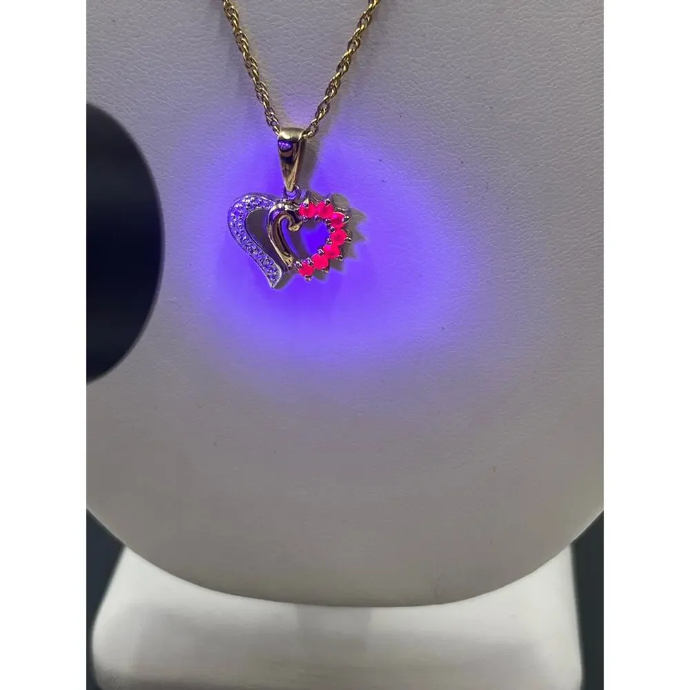 Ross Simon RSE 925‎ Ruby Diamond Sterling Silver Vermeil Heart Pendant Necklace